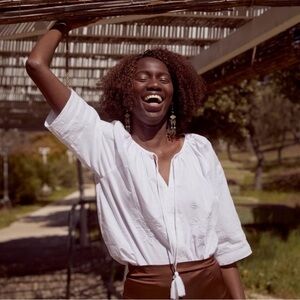 NWT SONMER white cotton blouse L